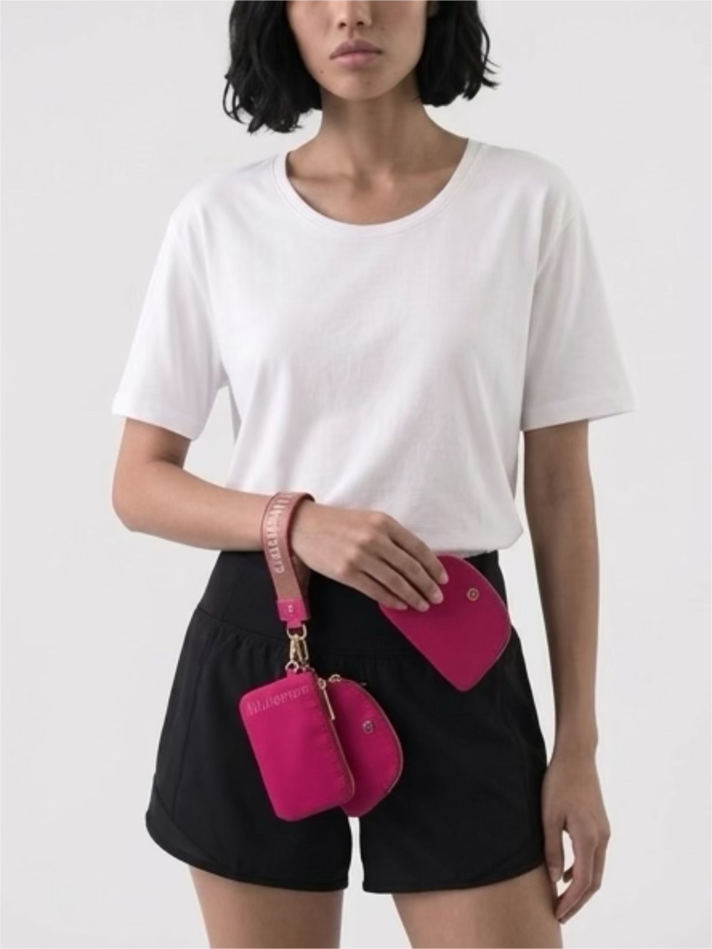 Hot Pink Multi-Pouch Wristlet Keychain